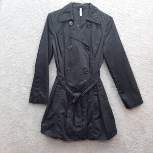 Old Navy Womens Black Double-Breasted Trench Coat S